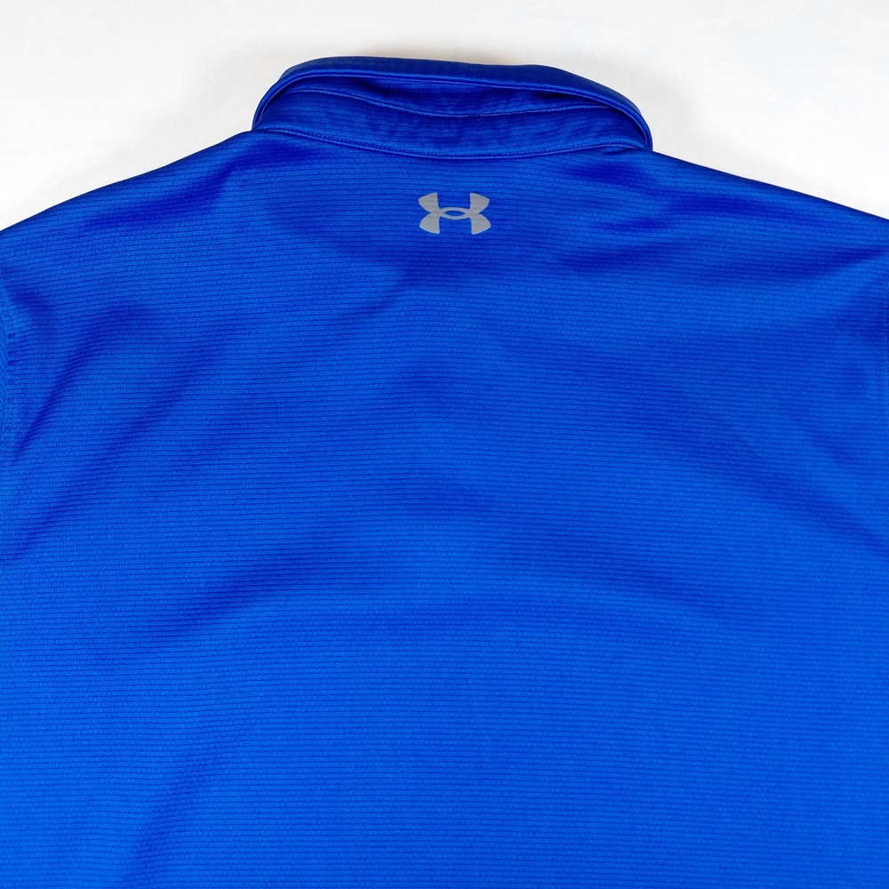 Under Armour Mens XXL Blue Textured Performance Polo Shirt Loose Short Sleeve - Picture 6 of 11